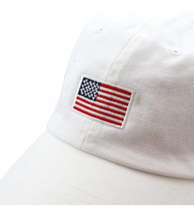 Baseball Caps USA Flag Embroidery Premium Soft 100% Cotton Low Profile Adjustable Baseball Dad Cap - Flag-white - C9182I8AYAK...