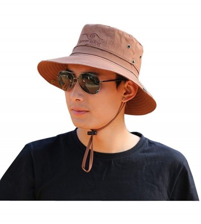 Sun Hats Outdoor Sun Cap Bucket Fishing Hats Boating Hat Sun Protective - Brown - CJ1855IDSGM $27.22
