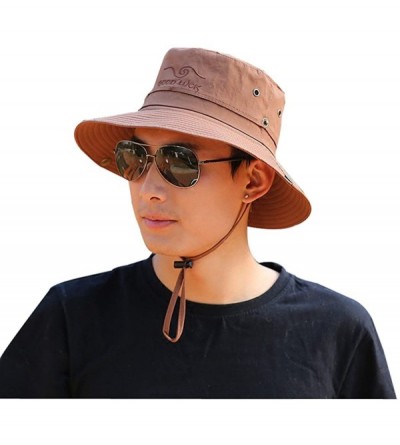 Sun Hats Outdoor Sun Cap Bucket Fishing Hats Boating Hat Sun Protective - Brown - CJ1855IDSGM $11.93