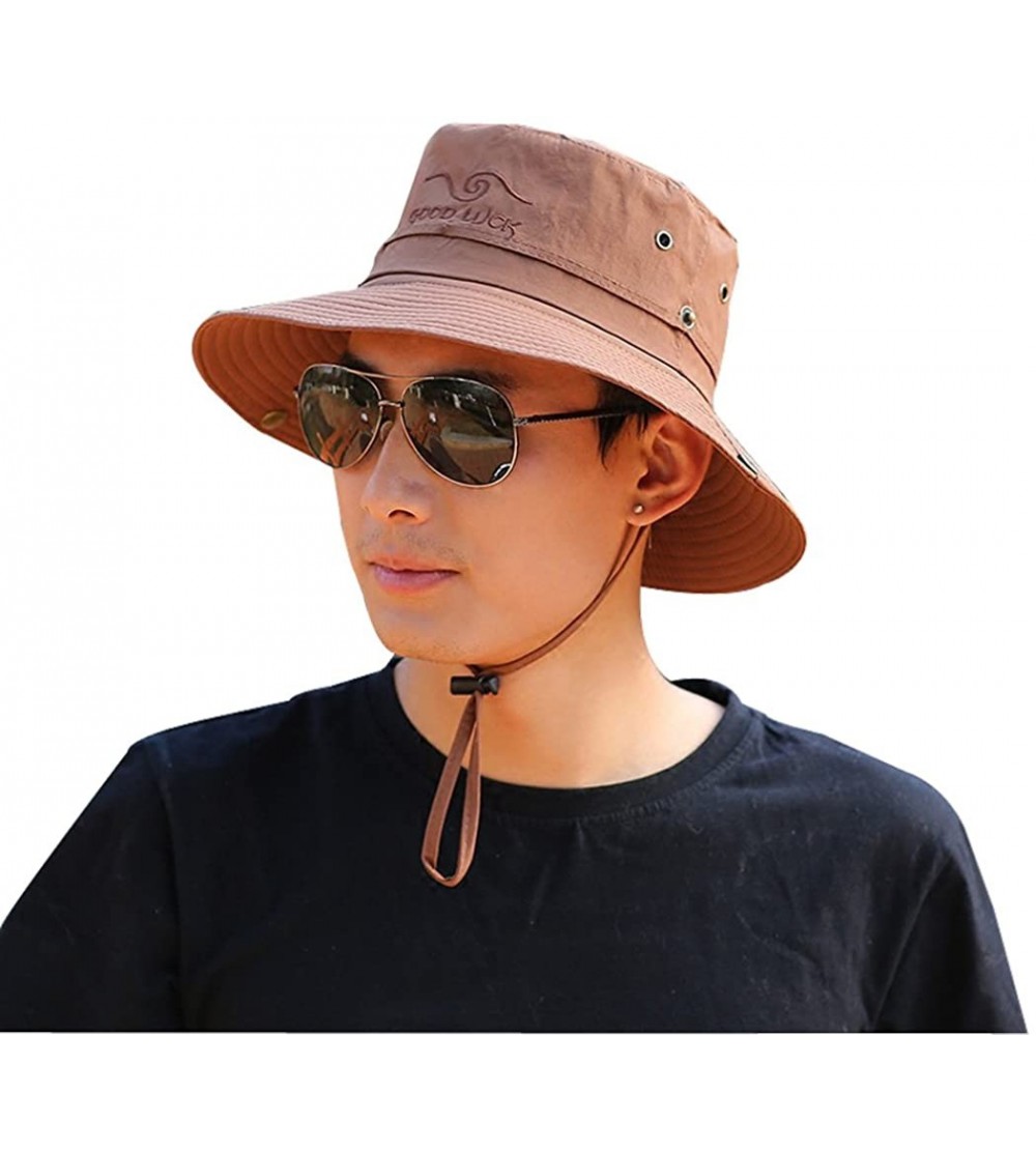 Sun Hats Outdoor Sun Cap Bucket Fishing Hats Boating Hat Sun Protective - Brown - CJ1855IDSGM $11.93