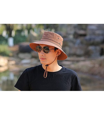 Sun Hats Outdoor Sun Cap Bucket Fishing Hats Boating Hat Sun Protective - Brown - CJ1855IDSGM $11.93