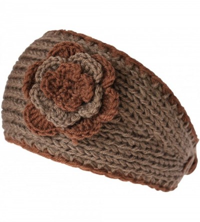 Headbands Winter Two Tone Flower Headband - Brown - CV12MAN2KN8 $9.17