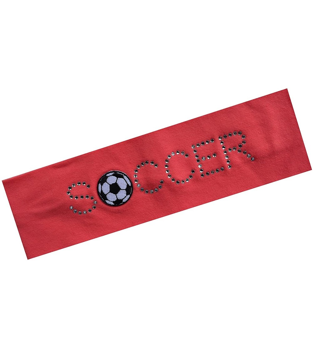 Headbands SOCCER BALL Rhinestone Cotton Stretch Headband for Girls- Teens and Adults Soccer Team Gifts - Coral - CY12JJF40XL ...