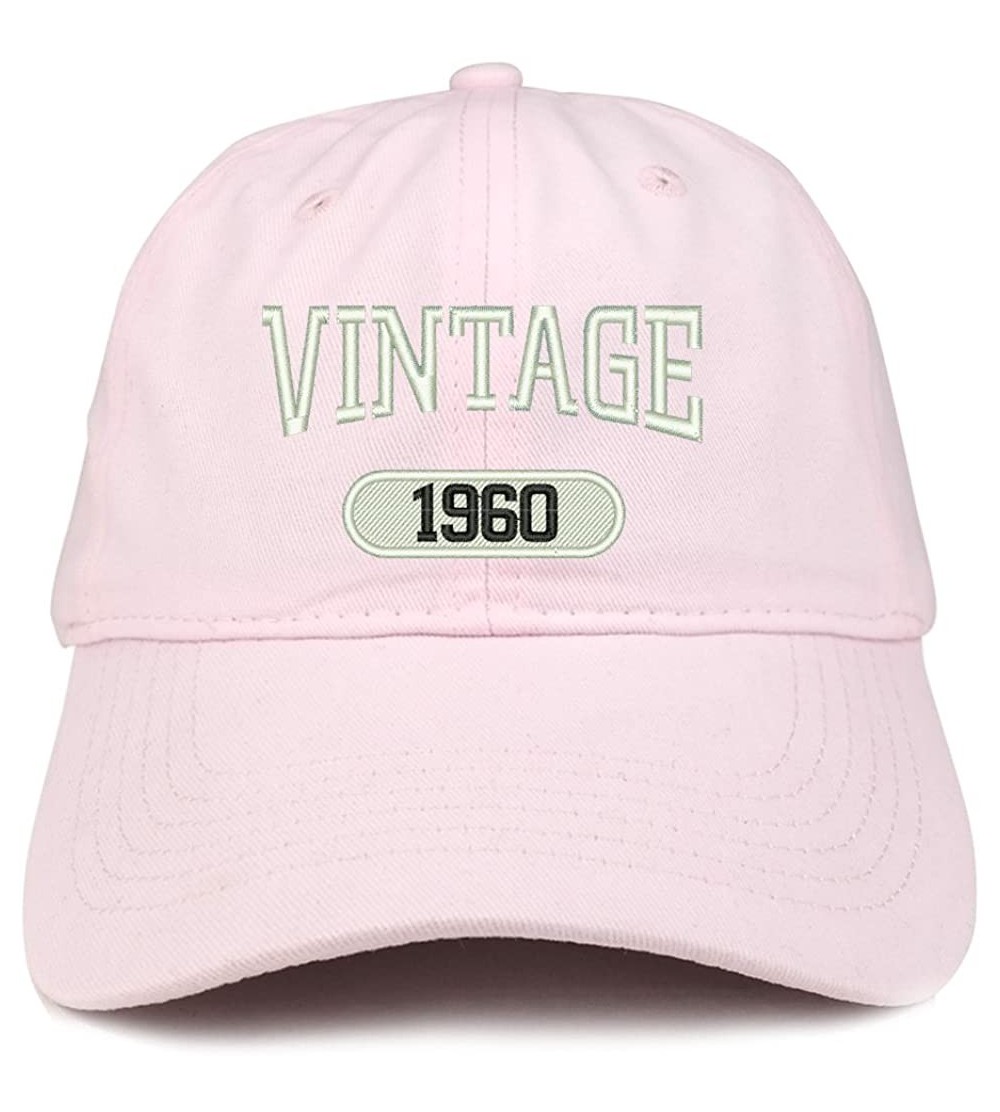 Baseball Caps Vintage 1960 Embroidered 60th Birthday Relaxed Fitting Cotton Cap - Light Pink - CI180ZHQKEN $14.99