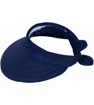 Visors Women's UV Protection Wide Brim Summer 2in1 Visor Sun Hat - Dark Blue - CQ12H9GGTCH $15.64