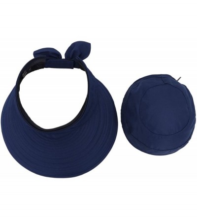 Visors Women's UV Protection Wide Brim Summer 2in1 Visor Sun Hat - Dark Blue - CQ12H9GGTCH $15.64