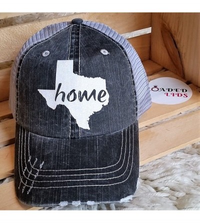 Baseball Caps Women's Texas Home Bling Distressed Baseball Cap - Grey/White - CL182H2HOGL $19.64