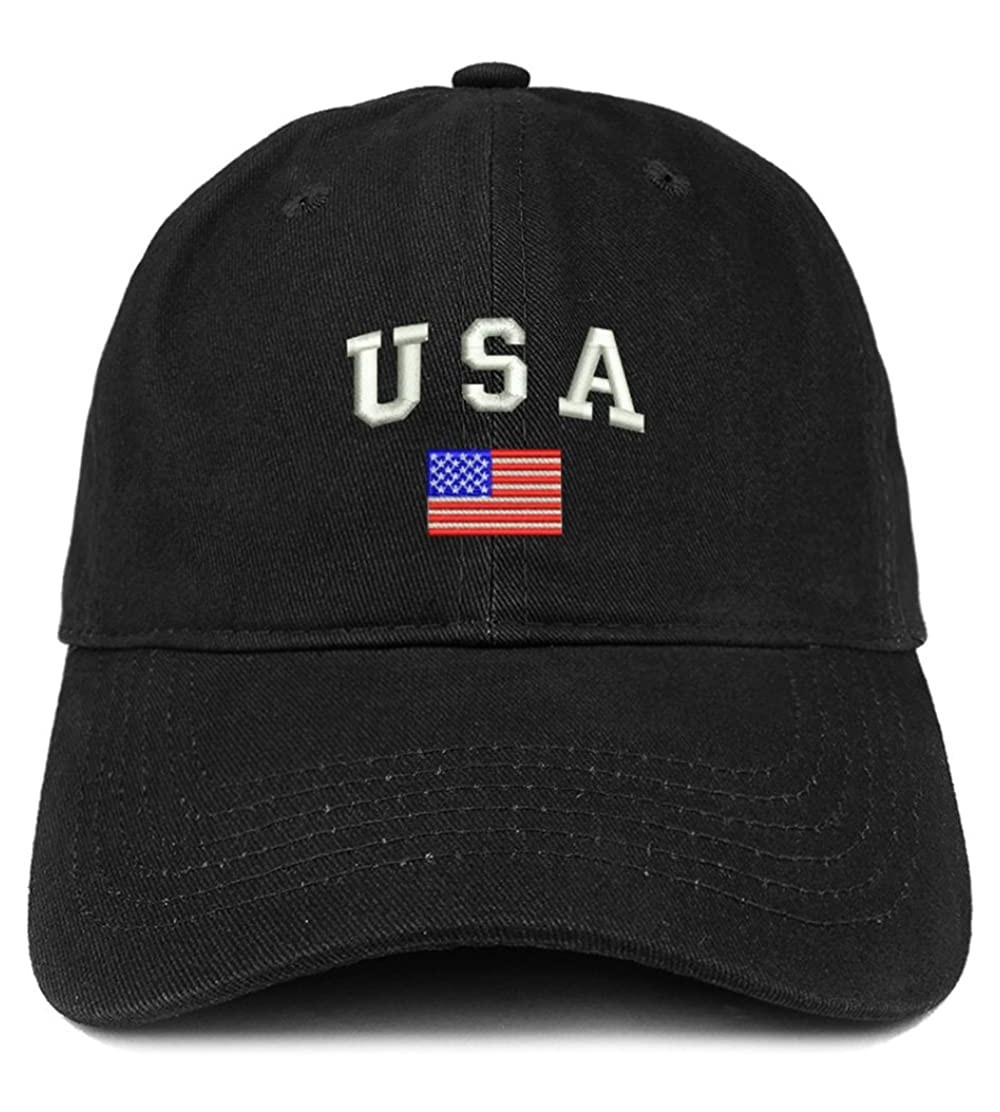 Baseball Caps American Flag and USA Embroidered Dad Hat Patriotic Cap - Black - CA12IZK84QF $20.17