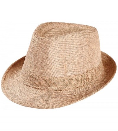 Sun Hats Sun Straw Hat- Summer Unisex Gangster Cap Big Wide Brim Beach Hat Foldable - Khaki - C418DTMDYGZ $5.81