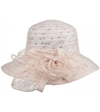 Sun Hats Summer Lace Beach Sun Hat Kentucky Derby Church Dress Bucket Hat - Khaki - CB1850IECC3 $12.41