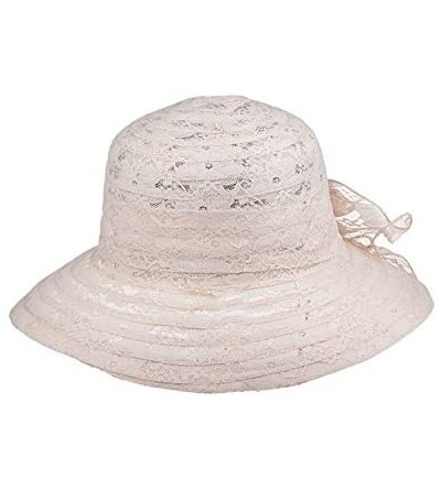 Sun Hats Summer Lace Beach Sun Hat Kentucky Derby Church Dress Bucket Hat - Khaki - CB1850IECC3 $12.41