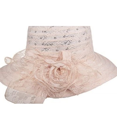 Sun Hats Summer Lace Beach Sun Hat Kentucky Derby Church Dress Bucket Hat - Khaki - CB1850IECC3 $12.41