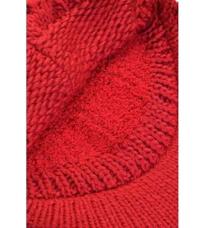 Skullies & Beanies Womens Winter Visor Cap Beanie Hat Wool Blend Lined Crochet Decoration - Red Flower - CS12O0UP4NP $20.61