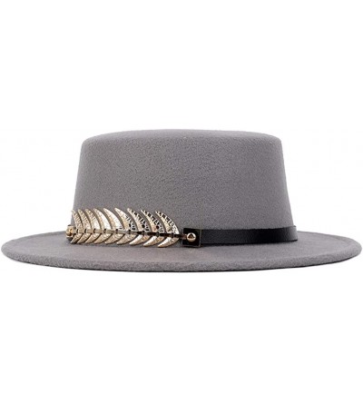 Fedoras Unisex Fashion Fedora Hat Classic Jazz Caps Vintage Bowler Hat with Feather - Gray - CI18QG90R9T $38.65