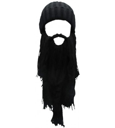 Skullies & Beanies Viking Beard Hat Barbarian Beanie Funny Ski Hat Creative Long Ceard Wool Facemask for Men Kint Caps Cospla...