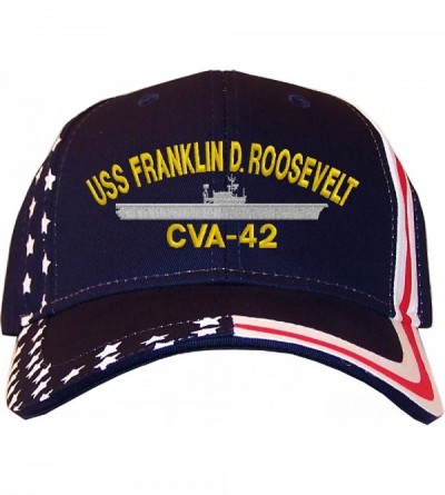 Baseball Caps USS Franklin D. Roosevelt Stars & Stripes Baseball Cap Navy - CW12LC88TJT $33.27