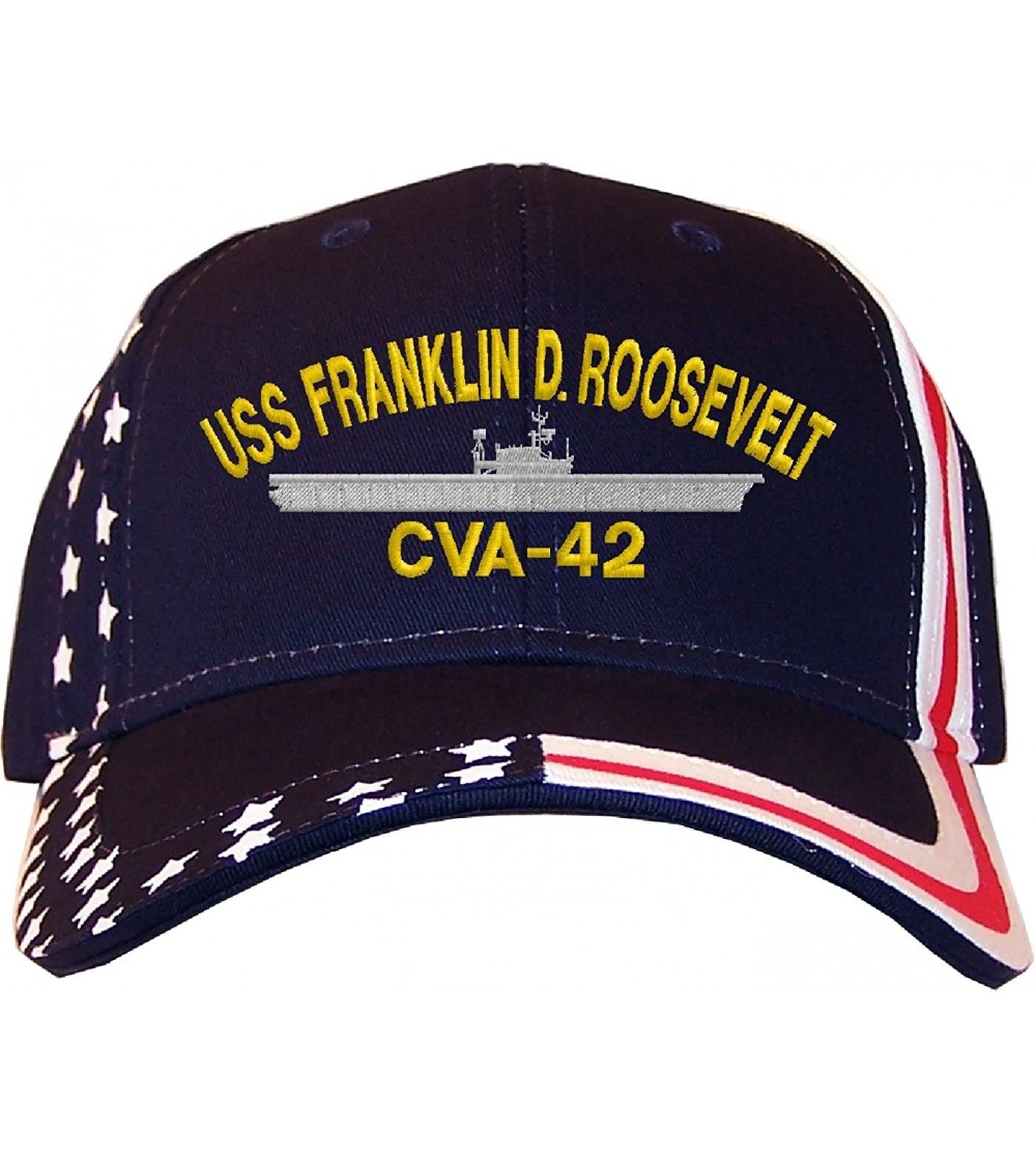 Baseball Caps USS Franklin D. Roosevelt Stars & Stripes Baseball Cap Navy - CW12LC88TJT $18.88