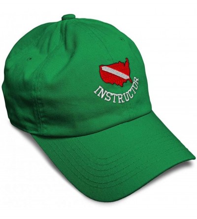Baseball Caps Soft Baseball Cap Scuba Diving Instructor B Embroidery Dad Hats for Men & Women - Kelly Green - C718ZEZG9QL $28.57