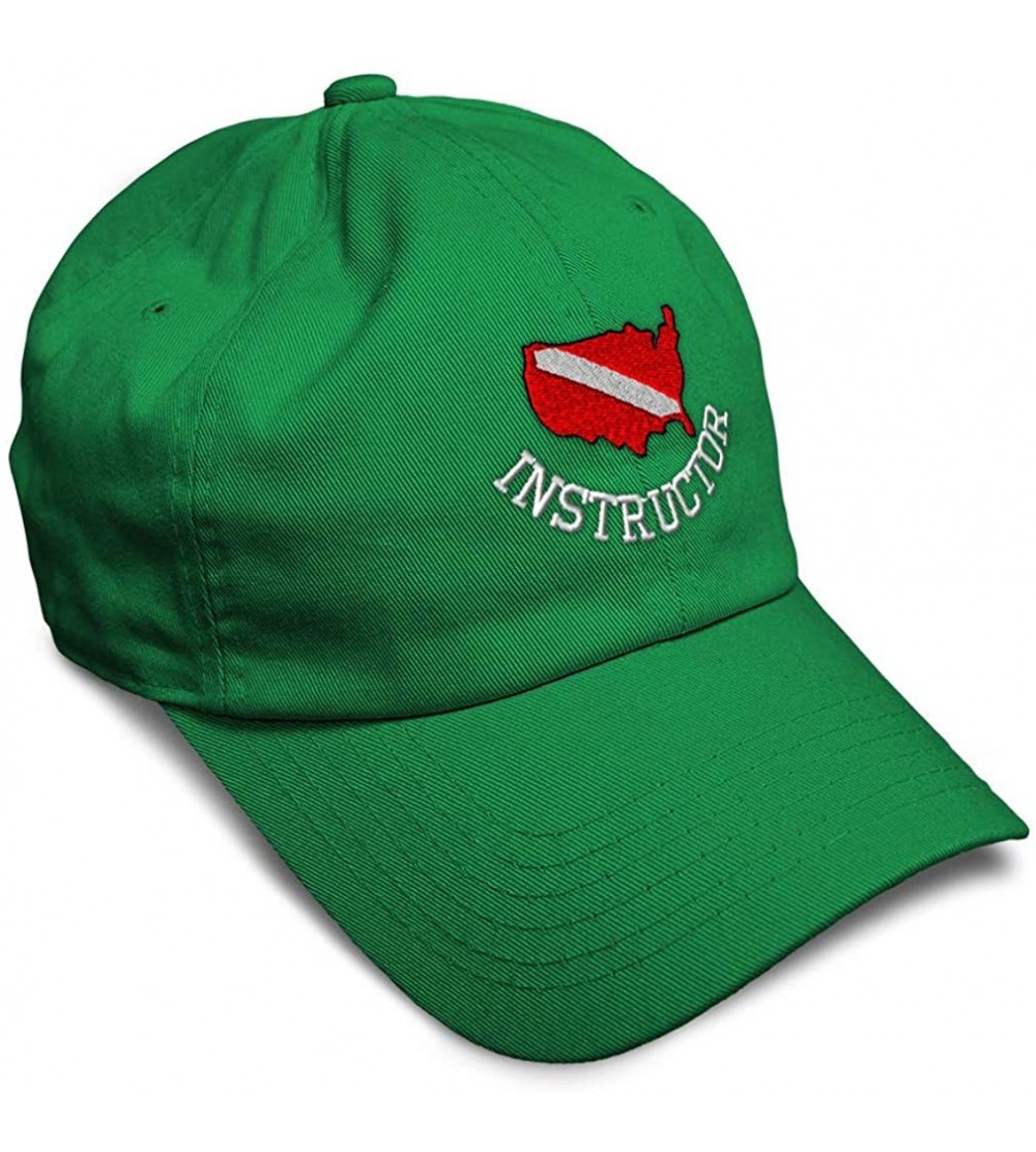 Baseball Caps Soft Baseball Cap Scuba Diving Instructor B Embroidery Dad Hats for Men & Women - Kelly Green - C718ZEZG9QL $15.66