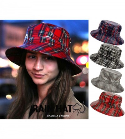 Rain Hats Women's Rain Hats Waterproof Rain Hat Wide Brim Bucket Hat Rain Cap - Cl4057red Pliad - CH1923D256M $12.11