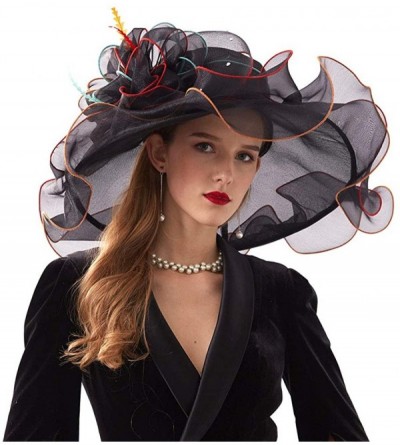 Sun Hats Women's Organza Kentucky Derby Tea Party Hat - Design 6 - Black - CZ193SUEKQI $12.62