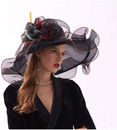 Sun Hats Women's Organza Kentucky Derby Tea Party Hat - Design 6 - Black - CZ193SUEKQI $12.62