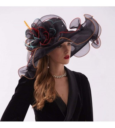 Sun Hats Women's Organza Kentucky Derby Tea Party Hat - Design 6 - Black - CZ193SUEKQI $12.62