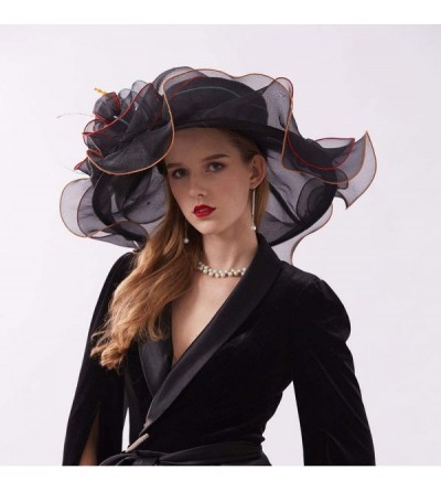 Sun Hats Women's Organza Kentucky Derby Tea Party Hat - Design 6 - Black - CZ193SUEKQI $12.62