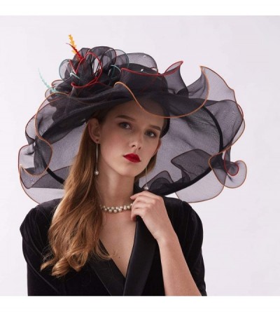 Sun Hats Women's Organza Kentucky Derby Tea Party Hat - Design 6 - Black - CZ193SUEKQI $12.62