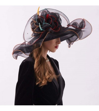 Sun Hats Women's Organza Kentucky Derby Tea Party Hat - Design 6 - Black - CZ193SUEKQI $12.62