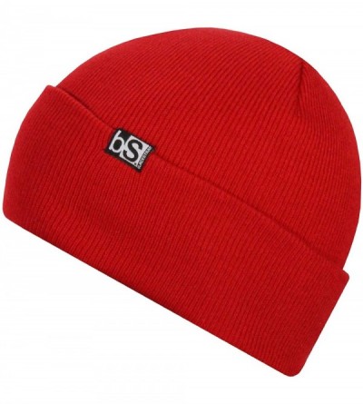 Skullies & Beanies Essential Beanie Hat with Flip Tag Multi-Season Headwear for Men and Women (One Size) - Red - CU18DO3OIRS ...