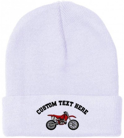 Skullies & Beanies Custom Beanie for Men & Women Red Dirt Bike Style A Embroidery Skull Cap Hat - White - C918ZS445A5 $16.97