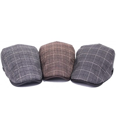 Newsboy Caps Cotton Flat Plaid Newsboy Hats Ivy Irish Gatsby Cap - Black - CX12KB5FIUH $10.73