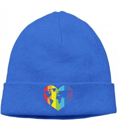 Skullies & Beanies Warm Knit Cap for Mens and Womens- Gay Pride Ski Cap - Royalblue - CR18K5WUUSN $12.12