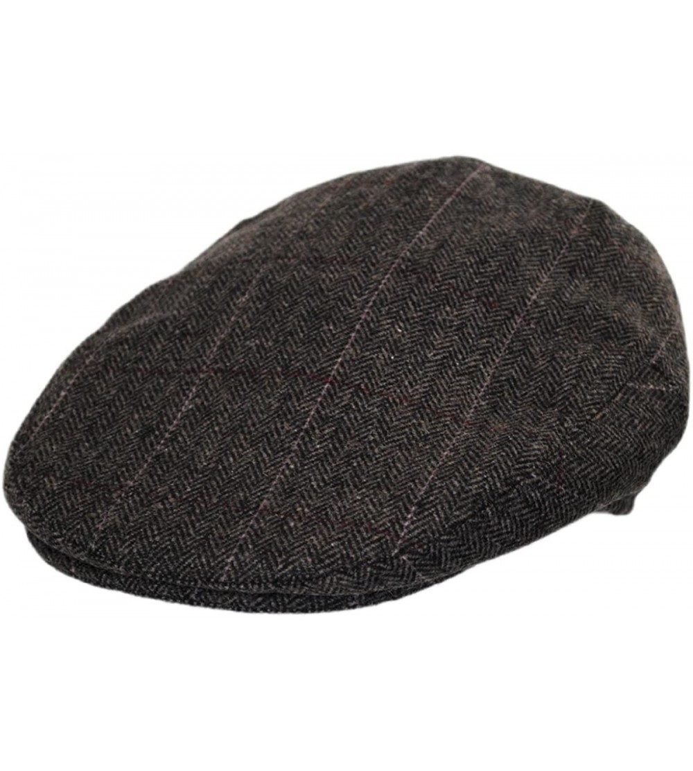 Newsboy Caps Euston Herringbone Plaid Wool Blend Ivy Cap - C318GRW98QL $21.03