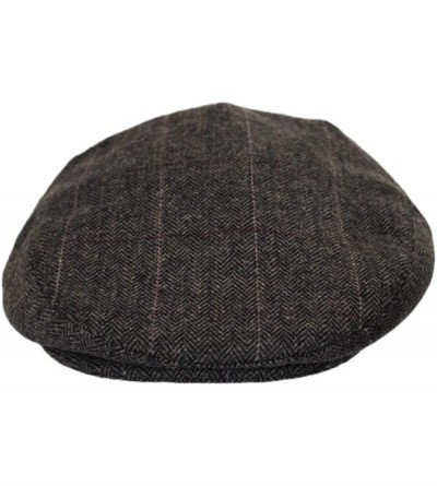 Newsboy Caps Euston Herringbone Plaid Wool Blend Ivy Cap - C318GRW98QL $21.03