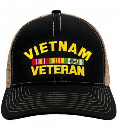 Baseball Caps Vietnam Veteran Hat/Ballcap Adjustable-Back"One Size Fits Most" - Mesh-back Black & Tan - C918QIM9263 $49.04