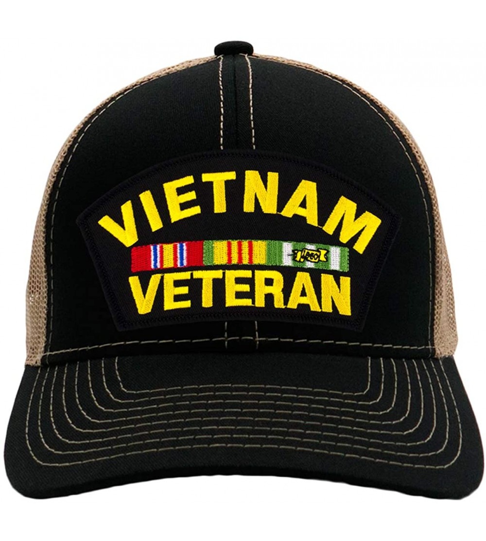 Baseball Caps Vietnam Veteran Hat/Ballcap Adjustable-Back"One Size Fits Most" - Mesh-back Black & Tan - C918QIM9263 $44.95