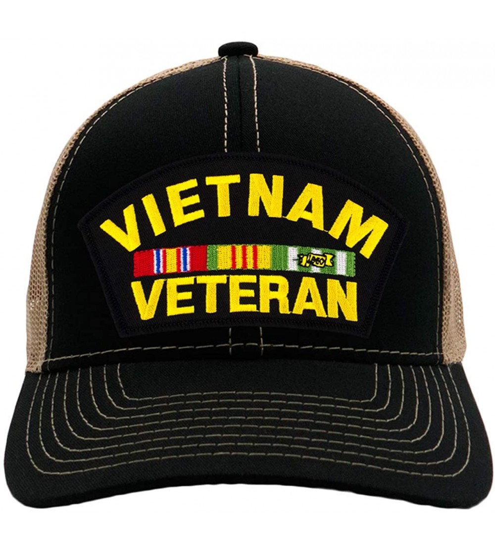 Baseball Caps Vietnam Veteran Hat/Ballcap Adjustable-Back"One Size Fits Most" - Mesh-back Black & Tan - C918QIM9263 $24.52