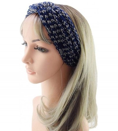 Headbands Women Twist Crochet Knitted Hair Band Headband Headwrap Headwear - Navy Blue - CB1928H0I6K $8.89