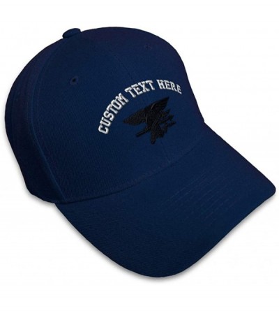 Baseball Caps Custom Baseball Cap Navy Seal Black Logo Embroidery Dad Hats for Men & Women - Navy - CB18SG3NNXL $38.92