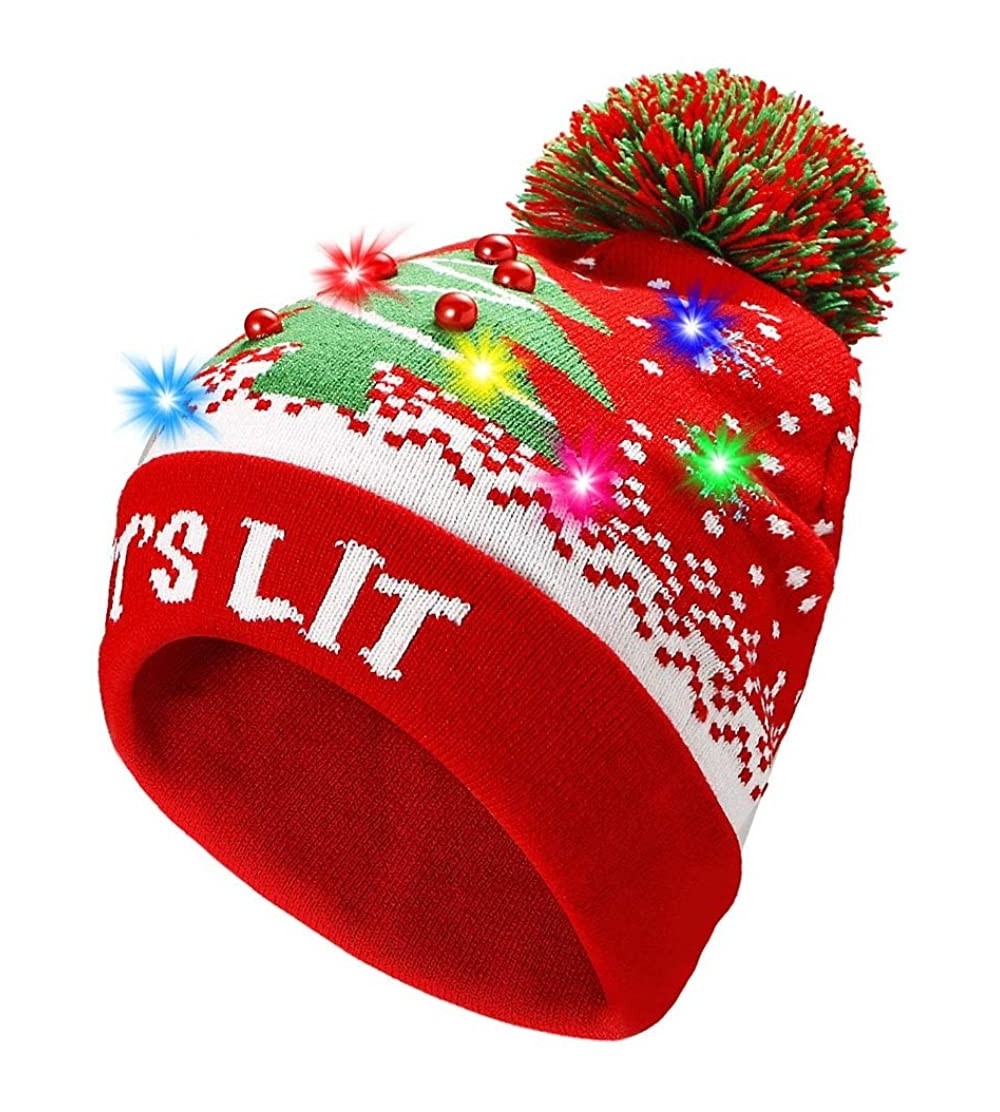 Skullies & Beanies LED Light Up Beanie Hat Christmas Cap for Women Children- Party- Bar - Multicolor-027 - CS18WKI5MWS $15.73