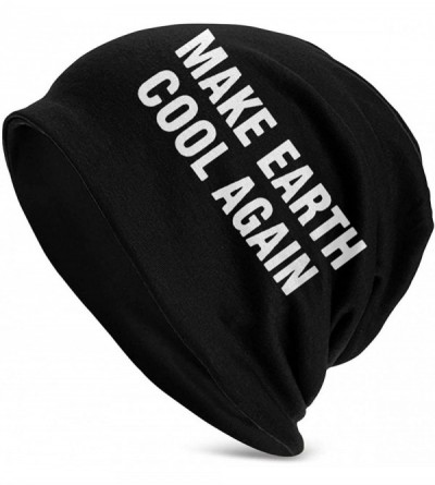 Skullies & Beanies Make Earth Cool Again Unisex Warm Hat Knit Hat Skull Cap Beanies Cap - Black - C518YZ4NH3K $18.21