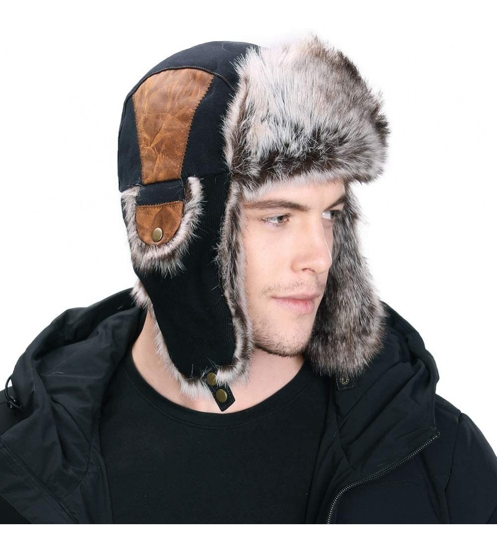 Bomber Hats Unisex Winter Trapper Hat Faux Fur Windproof Ushanka Russian Hunting Hat Outdoor Ski with Ear Flap - CD18ASGUK5A ...