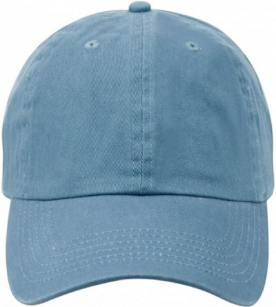 Baseball Caps Washed Low Profile Cotton and Denim Baseball Cap - Lt Blue - CW12NV931L2 $11.26