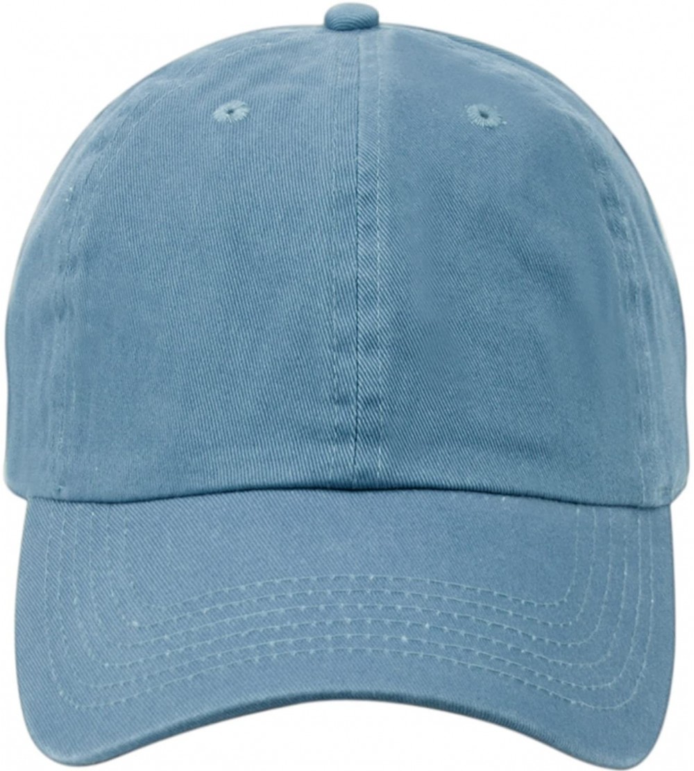 Baseball Caps Washed Low Profile Cotton and Denim Baseball Cap - Lt Blue - CW12NV931L2 $11.26