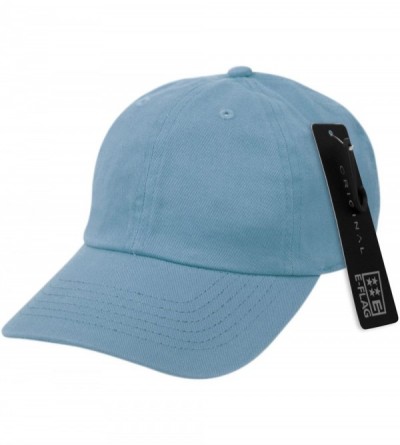 Baseball Caps Washed Low Profile Cotton and Denim Baseball Cap - Lt Blue - CW12NV931L2 $11.26