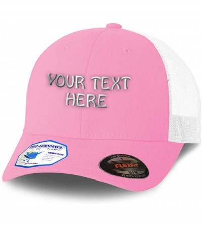 Baseball Caps Flexfit Hats for Men & Women Custom Personalized Text Dad Hats Baseball Cap - Pink/White - C1196GZ6HLD $27.87