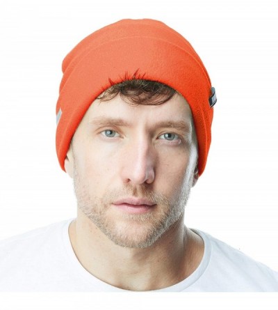 Skullies & Beanies Fleece Winter Functional Beanie Hat Cold Weather-Reflective Safety for Everyone Performance Stretch - Oran...