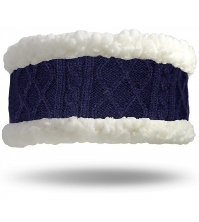 Cold Weather Headbands adult one size cozy winter headband - Cable Knit Navy - CC18DKN4NX7 $48.95